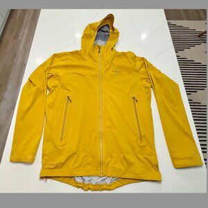 Rab Men's Kinetic 2.0 Jacket Waterproof Full Zip Hood Stretchy - Large Sahara